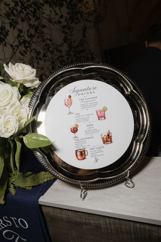 Personalized Wedding Bar menu baby name reveal