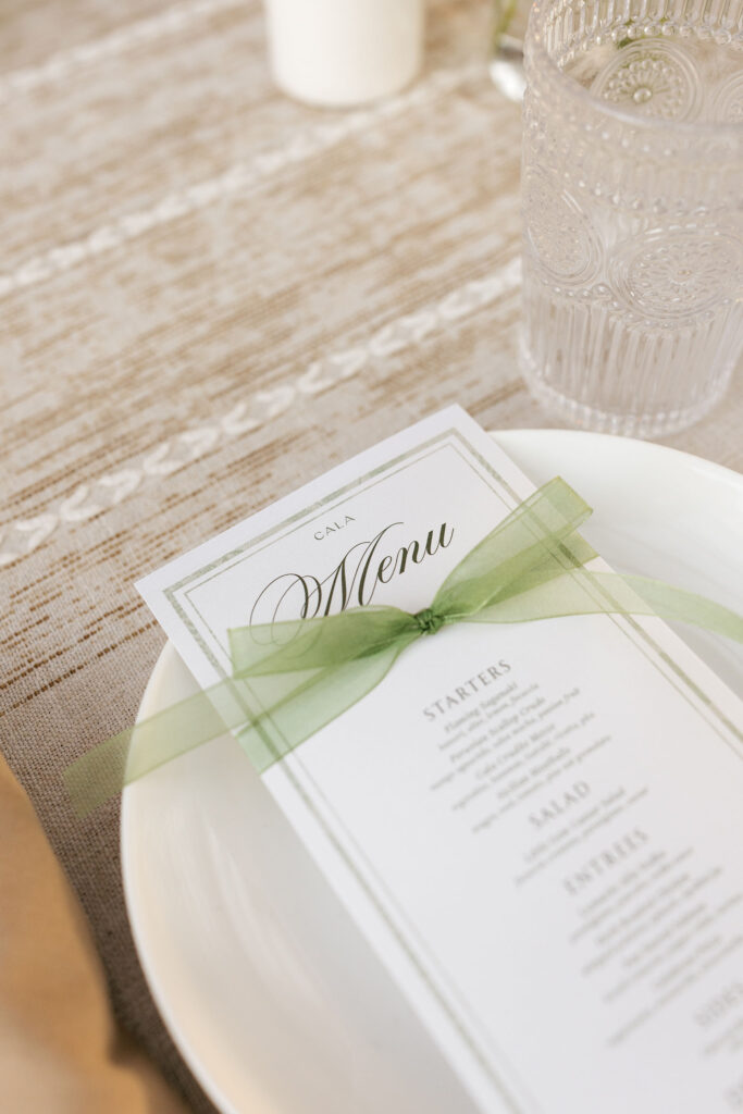 Menu engagement party decor
