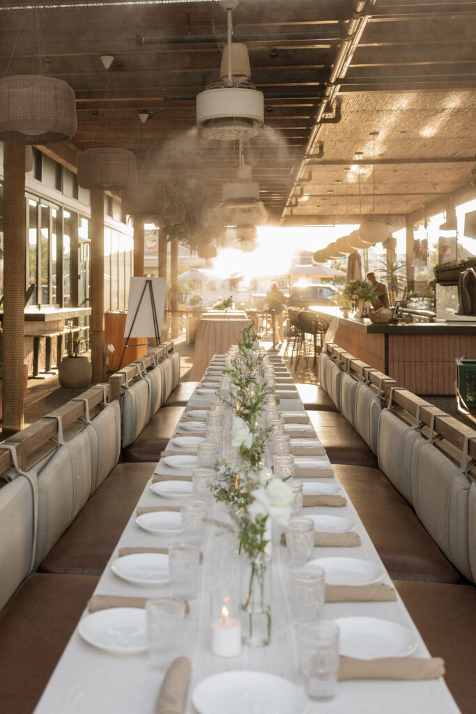 Long dinner table engagement party ideas