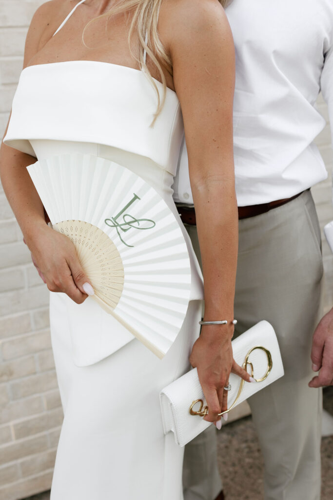 Couple outfit details for engagement party
